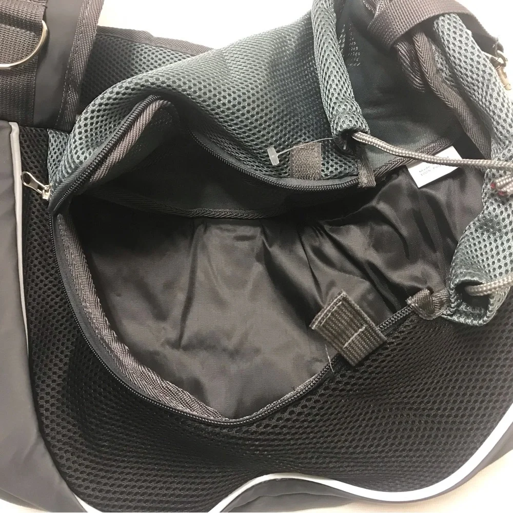 Breathable Cat Dog Carrier Bag Portable Size M Pet Shoulder Crossbody Gray Teal